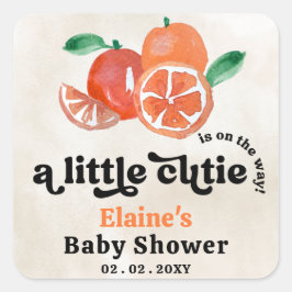 小さなかわいこちゃんがオレンジ色の赤ちゃんシャワーの途中にある スクエアシール