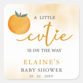 小さなかわいこちゃんがオレンジ色の赤ちゃんシャワーの途中にある スクエアシール