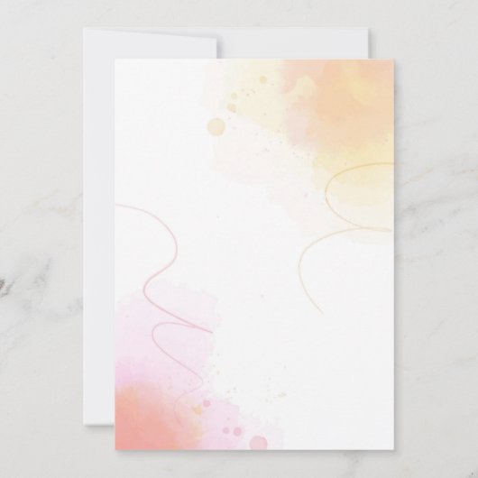 小さなかわいこちゃんがオレンジ色の赤ちゃんシャワーの途中にある 招待状 (裏面)