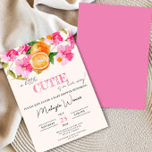 小さなかわいこちゃんがオレンジ色の赤ちゃんシャワーの途中にある 招待状
