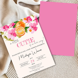 小さなかわいこちゃんがオレンジ色の赤ちゃんシャワーの途中にある 招待状