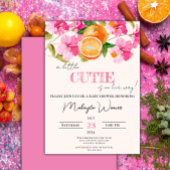 小さなかわいこちゃんがオレンジ色の赤ちゃんシャワーの途中にある 招待状