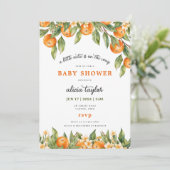 小さなかわいこちゃんがオレンジ色の赤ちゃんシャワーを浴びる 招待状 (スタンド正面)