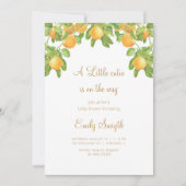 小さなかわいこちゃんがオレンジ色の赤ちゃんシャワーを浴びる 招待状 (正面)