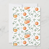 小さなかわいこちゃんがオレンジ色の赤ちゃんシャワーを浴びる 招待状 (裏面)