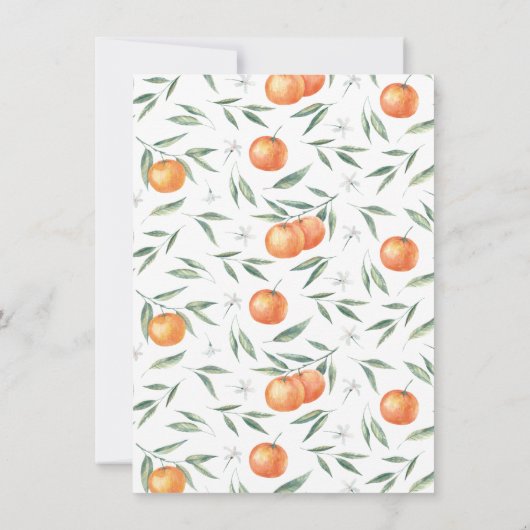 小さなかわいこちゃんがオレンジ色の赤ちゃんシャワーを浴びる 招待状 (裏面)