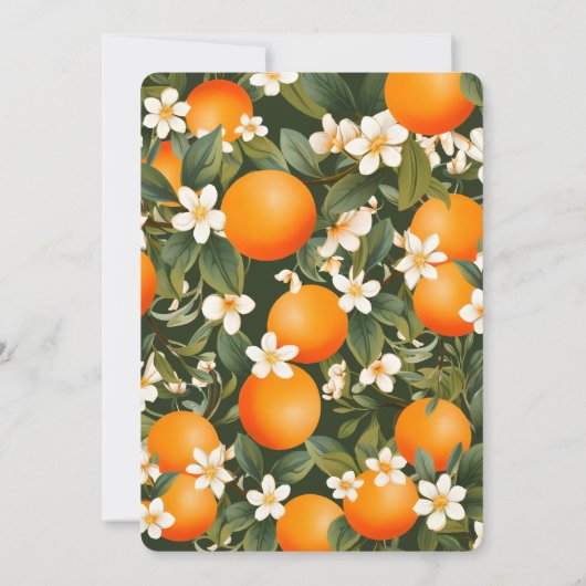 小さなかわいこちゃんがオレンジ色の赤ちゃんシャワーを浴びる 招待状 (裏面)