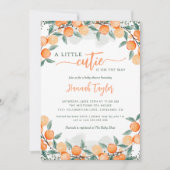 小さなかわいこちゃんがオレンジ色の赤ちゃんシャワーを浴びる 招待状 (正面)