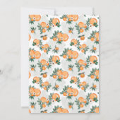 小さなかわいこちゃんがオレンジ色の赤ちゃんシャワーを浴びる 招待状 (裏面)