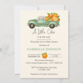 小さなかわいこちゃんがオレンジ色の赤ちゃんシャワーを浴びる 招待状 (正面)