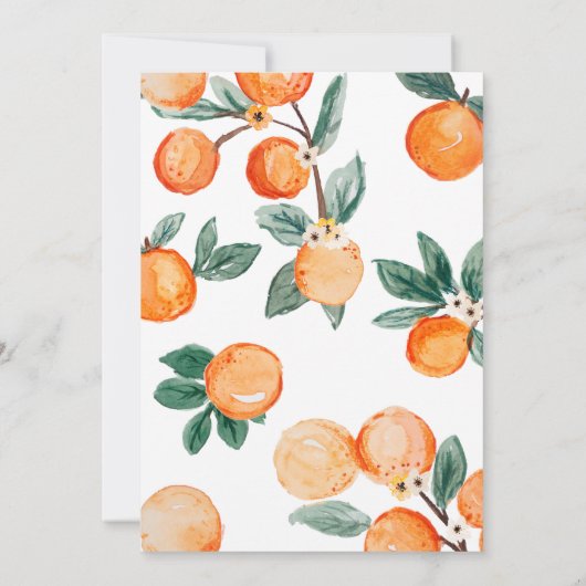 小さなかわいこちゃんがオレンジ色の赤ちゃんシャワーを浴びる 招待状 (裏面)