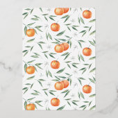 小さなかわいこちゃんがオレンジ色の赤ちゃんシャワーを浴びる 箔招待状 (裏面)