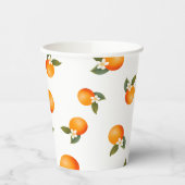 小さなかわいこちゃんがオレンジ色の赤ちゃんシャワーを浴びる 紙コップ (左)