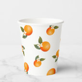 小さなかわいこちゃんがオレンジ色の赤ちゃんシャワーを浴びる 紙コップ (正面)