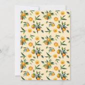 小さなかわいこちゃんがオレンジ色の赤ちゃんシャワーIの途中にある 招待状 (裏面)