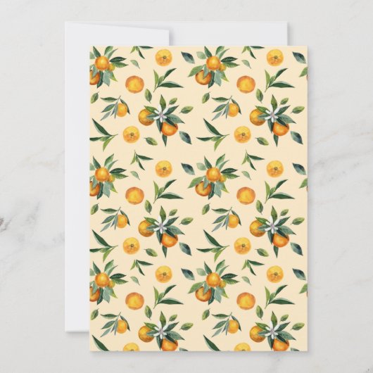 小さなかわいこちゃんがオレンジ色の赤ちゃんシャワーIの途中にある 招待状 (裏面)