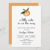 小さなかわいこちゃんがベビーシャワーの途中にある 招待状 (正面/裏面)