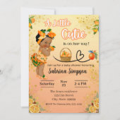 小さなかわいこちゃんが彼女の方法ベビーシャワーガール 招待状 (正面)