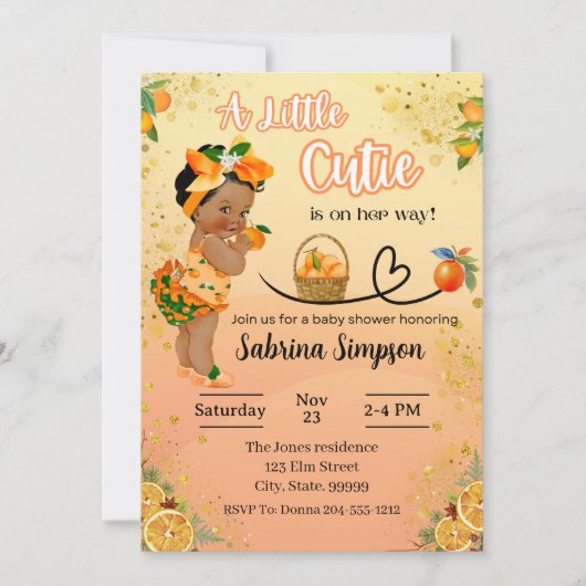 小さなかわいこちゃんが彼女の方法ベビーシャワーガール 招待状 (正面)