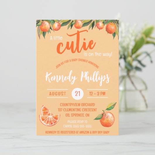 小さなかわいこちゃんが行く！赤ちゃんシャワー 招待状 (スタンド正面)