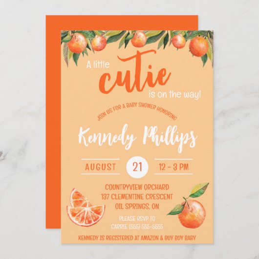 小さなかわいこちゃんが行く!赤ちゃんシャワー 招待状 (正面/裏面)