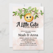 小さなかわいこちゃんが赤ちゃんシャワーのシンプル途中にある 招待状 (正面)