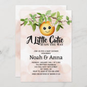 小さなかわいこちゃんが赤ちゃんシャワーのシンプル途中にある 招待状 (正面/裏面)