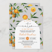 小さなかわいこちゃんが赤ちゃんシャワーの招待に向かっている 招待状 (正面/裏面)