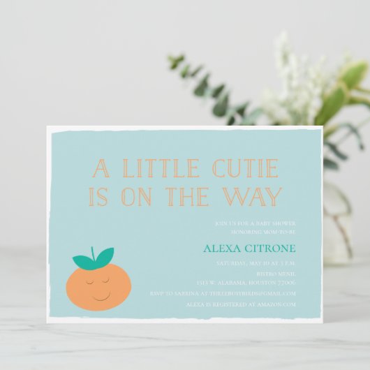 小さなかわいこちゃんが赤ちゃんシャワーの途中にある 招待状 (スタンド正面)