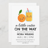 小さなかわいこちゃんが赤ちゃんシャワーの途中にある 招待状 (正面/裏面)