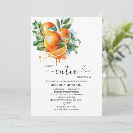 小さなかわいこちゃんが赤ちゃんシャワーの途中にある 招待状 (スタンド正面)