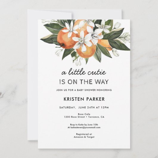 小さなかわいこちゃんが赤ちゃんシャワーモダンを浴びる 招待状 (正面)