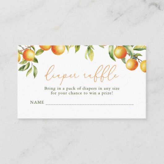 小さなかわいこちゃんが途中でオレンジのおむつラッフル エンクロージャーカード (正面)