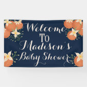 小さなかわいこちゃんが途中でオレンジ色のネイビーブルー 横断幕 (横)