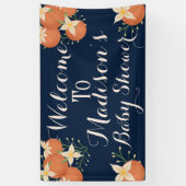 小さなかわいこちゃんが途中でオレンジ色のネイビーブルー 横断幕 (縦)