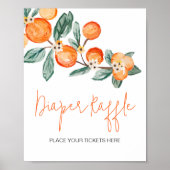 小さなかわいこちゃんが途中にあるオレンジのおむつラッフル ポスター (正面)