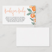 小さなかわいこちゃんが途中にあるオレンジ色の本のベビー エンクロージャーカード (正面/裏面)