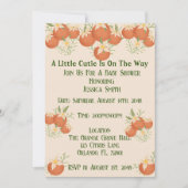 小さなかわいこちゃんが途中にある – オレンジ色の花 – ティール（緑がかった色） 招待状 (正面)