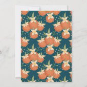 小さなかわいこちゃんが途中にある – オレンジ色の花 – ティール（緑がかった色） 招待状 (裏面)