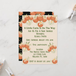 小さなかわいこちゃんが途中にある – オレンジ色の花 – 黒 招待状