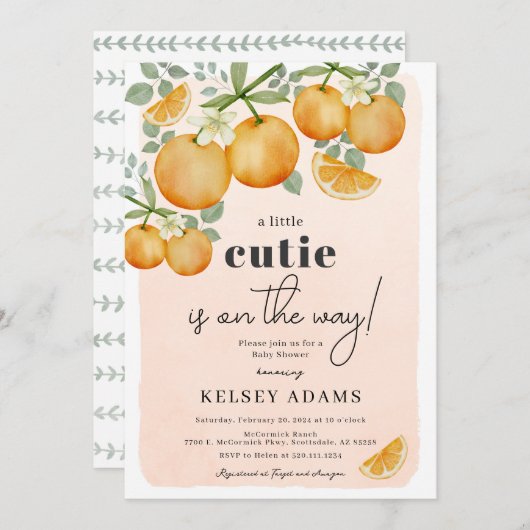 小さなかわいこちゃんが途中ベビーシャワー招待状 招待状 (正面/裏面)