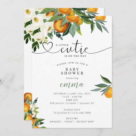 小さなかわいこちゃんが途中招待状 招待状 (正面/裏面)