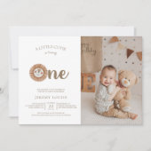 小さなかわいこちゃんが1つのBoho誕生日 招待状 (正面)