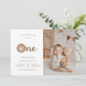 小さなかわいこちゃんが1つのBoho誕生日 招待状 (スタンド正面)