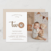 小さなかわいこちゃんが2つのボホ誕生日を回している 招待状 (正面/裏面)