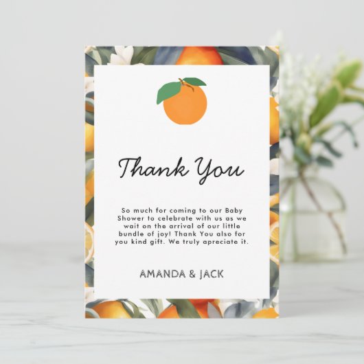 小さなかわいこちゃんがCitrus赤ちゃんシャワーの途中にある サンキューカード (スタンド正面)