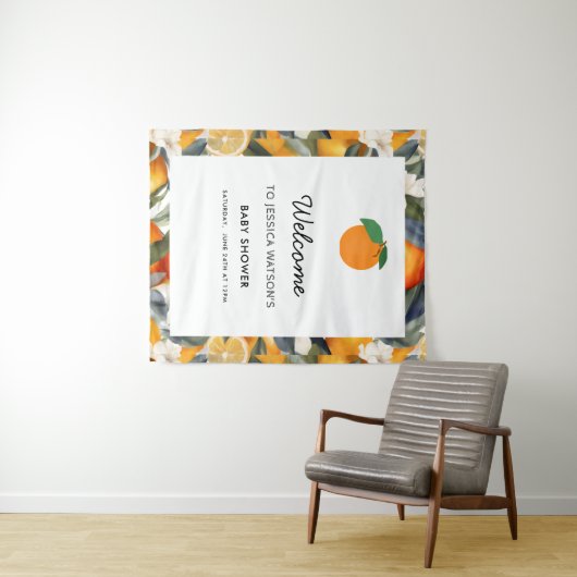 小さなかわいこちゃんがCitrus赤ちゃんシャワーの途中にある タペストリー (インサイチュ(横))