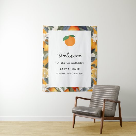 小さなかわいこちゃんがCitrus赤ちゃんシャワーの途中にある タペストリー (インサイチュ)