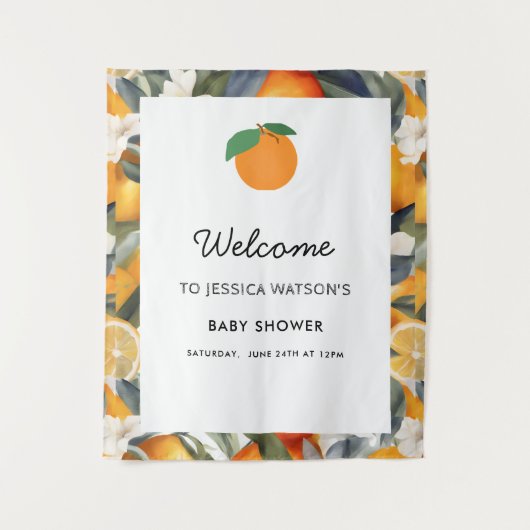 小さなかわいこちゃんがCitrus赤ちゃんシャワーの途中にある タペストリー (正面)