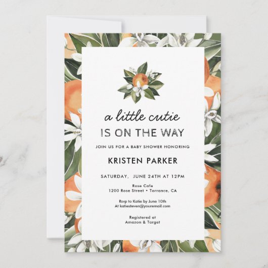 小さなかわいこちゃんがCitrus赤ちゃんシャワーの途中にある 招待状 (正面)